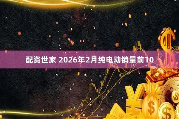 配资世家 2026年2月纯电动销量前10