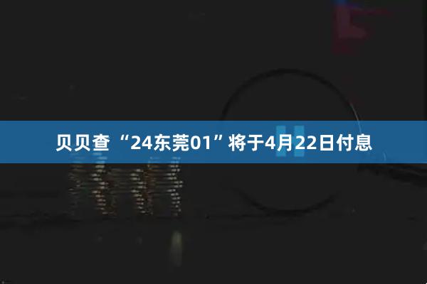 贝贝查 “24东莞01”将于4月22日付息