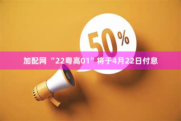 加配网 “22粤高01”将于4月22日付息